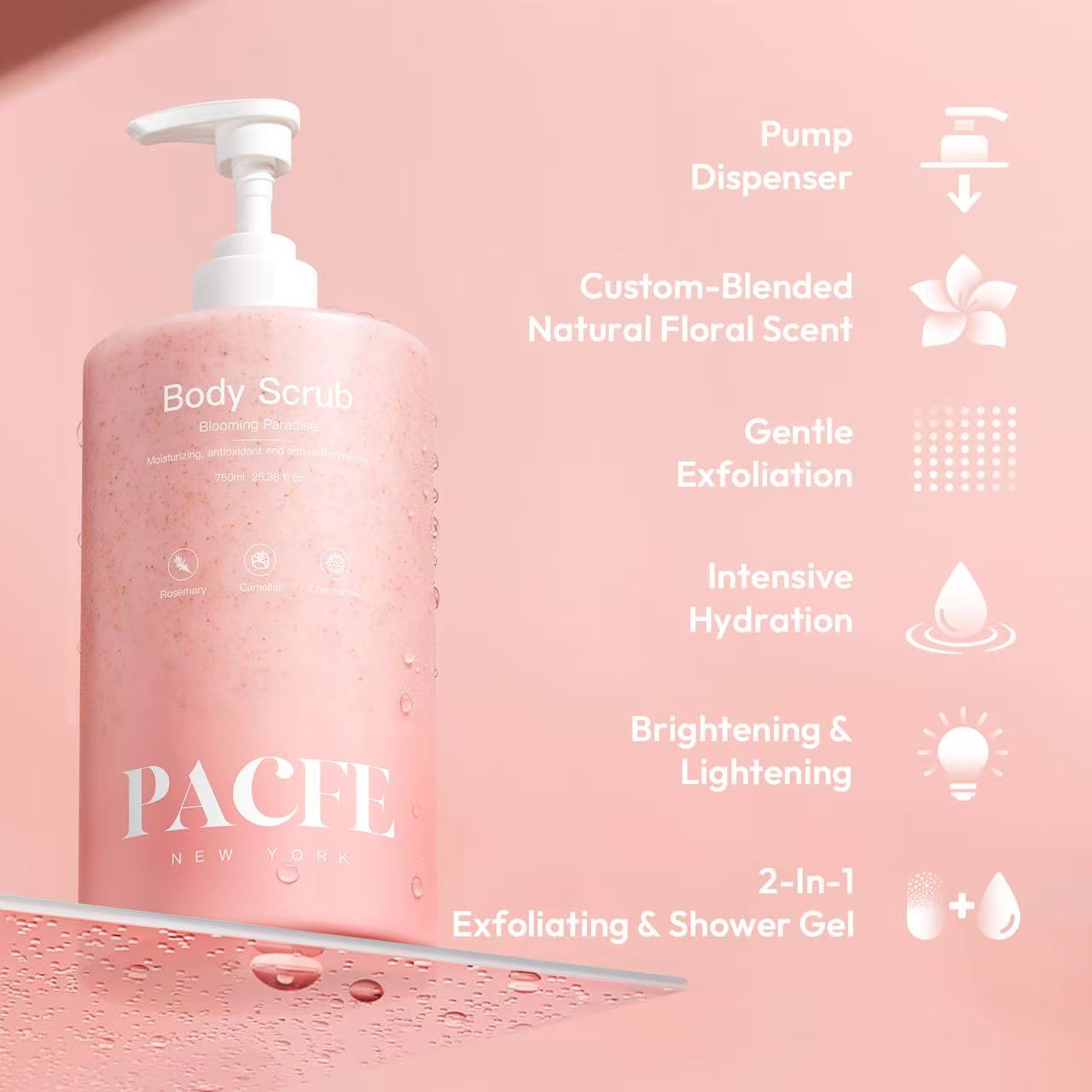PACFE Pacfe large-size Floral Body Scrub